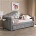 Emilie Daybed with Trundle in Grey Fabric Finish by Baxton Studio - BAX-WA5011-Gray-Daybed