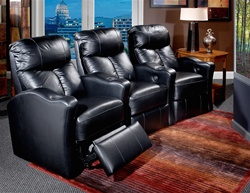 Tangier Theater Seating - 3 Black Leather Chairs By Berkline - Berkline 13175