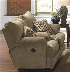 Gavin Dual Gliding Console Loveseat in "Taupe" Color Fabric by Catnapper - 1459-6-T