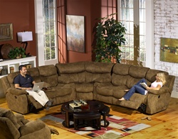 Frisco 3 Piece Reclining Console Sectional in Peat/Chestnut Fabric by Catnapper - 1951-SEC