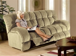 Softie Reclining Sofa in Putty Suede Fabric by Catnapper - 3741-P