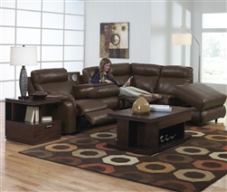 Chastain 2 Piece Espresso Leather Storage Entertainment Reclining Sectional by Catnapper - 4013-H