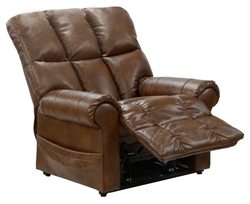 Stallworth POWER Lift Full Lay Out Chaise Recliner in Chestnut Leather by Catnapper - 4898-CH