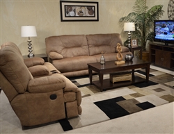 Noble 2 Piece POWER Lay Flat Reclining Set in Almond Fabric by Catnapper - 61361-A-SET