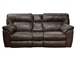 Larkin Power Lay Flat Reclining Console Loveseat in Chestnut, Godiva, or Putty Leather by Catnapper - 613999