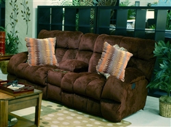 Siesta POWER Lay Flat Reclining Console Loveseat in "Chocolate" Color Fabric by Catnapper - 61769