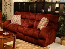 Siesta POWER Lay Flat Reclining Console Loveseat in "Wine" Color Fabric by Catnapper - 61769-W