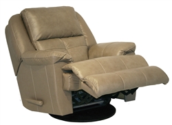 Crosby POWER Chaise Swivel Glider Recliner in Mushroom Leather Upholstery by Catnapper - 64435-6-MS