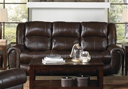 Jordan Lay Flat POWER Reclining Sofa in Tobacco Leather by Catnapper - 64661