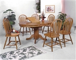 Farmhouse 5 Piece Dining Set in Oak Finish by Crown Mark - 1052D