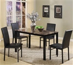 Aiden 5 Piece Dinette Black Metal and Faux Marble by Crown Mark - 1217