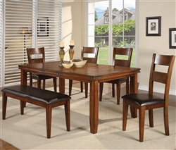 Figaro 6 Piece Dining Set in Cherry Finish by Crown Mark - 2101