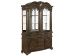 Pierre Buffet and Hutch in Deep Brown Wood Finish by Crown Mark - CM-2410BH