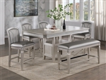 Klina 5 Piece Counter Height Dining Set in Champagne Finish by Crown Mark - CM-2700-5P