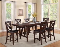 Sierra 5 Piece Counter Height Dining Set in Warm Brown Finish by Crown Mark - 2703