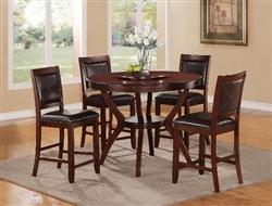 Brownstown Round Table 5 Piece Counter Height Dining Set in Espresso Finish by Crown Mark - 2717-48