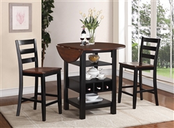 Kimball 3 Piece Counter Height Dining Set in Black and Cherry Two Tone Finish by Crown Mark - 2733