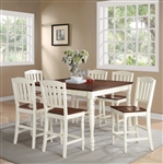 Ramona 5 Piece Counter Height Dining Set in Antique White and Walnut Two Tone Finish by Crown Mark - 2738