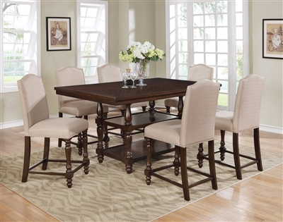 Langley 5 Piece Counter Height Dining Set in Espresso / Taupe Finish by Crown Mark - CM-2766-TAU