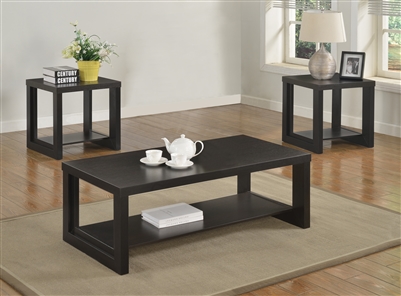 Audra 3 Piece Occasional Table Set in Black Finish by Crown Mark - CM-4121