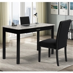 Lennon Home Office Desk & Chair in White Marble & Black Finish by Crown Mark - CM-5215