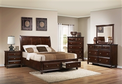 Portsmouth Storage Bed 6 Piece Bedroom Suite in Rich Cherry Finish by Crown Mark - B6075