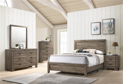 Millie 4 Piece Bedroom Suite in Weathered Gray Finish by Crown Mark - CM-B9200