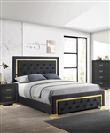 Pepe Bed in Dark Gray/Gold Finish by Crown Mark - CM-B9290-Q-Bed