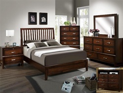 Doorian Mission Style Headboard Panel Bed 6 Piece Bedroom Suite in Espresso Finish by Crown Mark - B9670