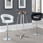 Zanella Glass Top Bar Table 3 Piece Set in Chrome Finish by Coaster - 100026