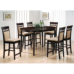 Rich Cappuccino 7 Piece Oval Counter Height Table Set with Upholstered Back Stools by Coaster-100208B