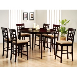 Rich Cappuccino 7 Piece Oval Counter Height Table Set with Wheat Back Design Barstools by Coaster-100208C