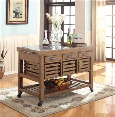 Kitchen Island in Antique Medium Brown Finish by Coaster - 100307