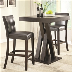 3 Piece Bar Table Set in Cappuccino Finish by Coaster - 100520B