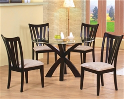 Lonar 5 Piece Contemporary Cappuccino Finish Dining Set with Round Glass  Table by Coaster - 101071-5