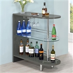 Adolfo Bar Unit in High Gloss Grey Finish by Coaster - 101073