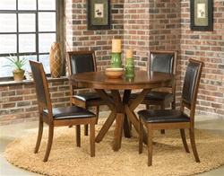 5 Piece Round Dining Set in Walnut Finish by Coaster - 101321