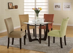 Bloomfield 5 Piece Dinette Set with Round Glass Table Top in Cappuccino Finish by Coaster - 101490