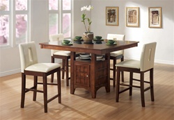 Roxy Lazy Susan Storage Base 5 Piece Counter Height Dining Set in Walnut Finish by Coaster - 101569