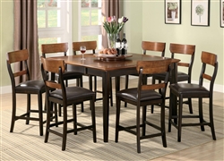 Franklin 7 Pc Counter Height Dining Set in Oak and Brown Finish by Coaster - 102198