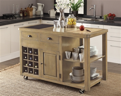Kitchen Island in Weathered Natural Finish by Coaster - 102286
