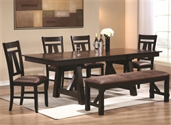 Bunker 5 Piece Dining Table Set in Brown/Black Finish by Coaster - 102651