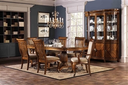 Saphrina 7 Pc Double Pedestal Dining Table Set in Rich Brown Finish by Coaster - 103331