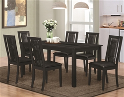 Plano Black Finish 5 Piece Dining Set with Crocodile Embossing by Coaster - 105021