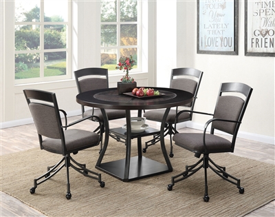 Ferdinand 5 Piece Game Table Dining Set in Dark Merlot Finish by Coaster - 105640