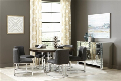 Fueyes 5 Piece Round Dining Set in Graphite and Chrome Finish by Coaster - 109190