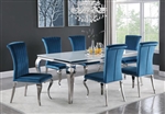 Carone Teal Chair 5 Piece Dining Set in Stainless Steel Finish by Coaster - 115081