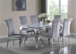 Carone Grey Chair 7 Piece Dining Set in Stainless Steel Finish by Coaster - 115091