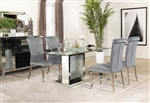 Marilyn Grey Velvet Chairs 5 Piece Dining Set in Chrome Finish by Coaster - 115571