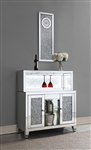 Yvaine 2 Door Mirrored Wine Cabinet With Faux Crystal Inlay by Coaster - 115585